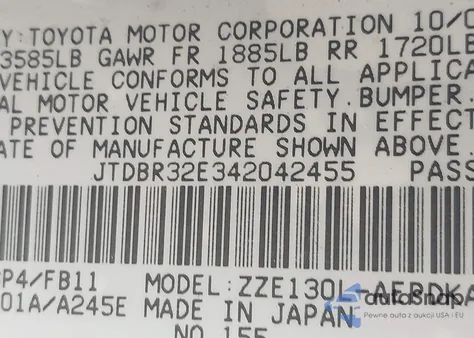 2004 Toyota Corolla Ce из США, поврежденный, VIN JTDBR32E342042455